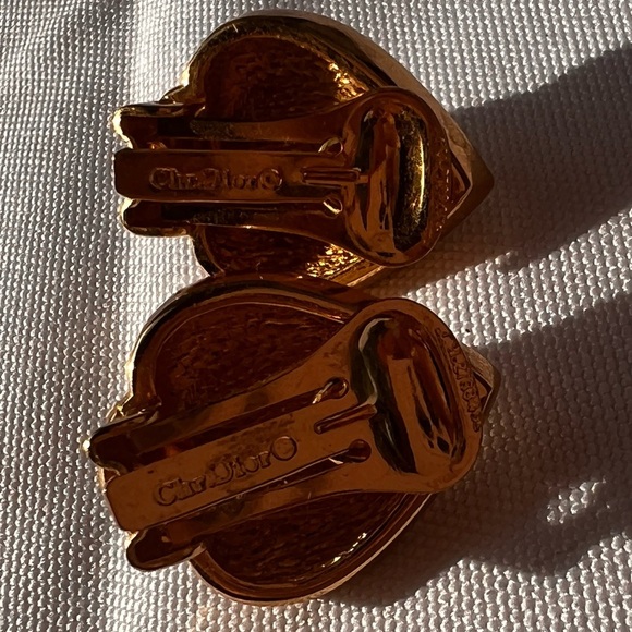 Christian Dior signed vintage glass Gold teardrop w/ Swarovski Crystals - Picture 5 of 6